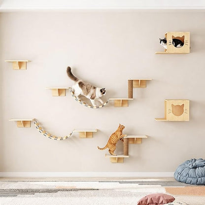 12-Pc Cat Wall Shelves, Cat Wall Furniture Set by Unknown