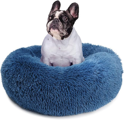 Calming Donut Dogs Beds for Small Dogs Washable, 23inch Plush Round Pet Bed for by nononfish