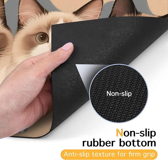 Cat Feedings Mats 20x12 inch Cute Cat Print Pet Bowl Placemat Non Slip Mat - Image 7