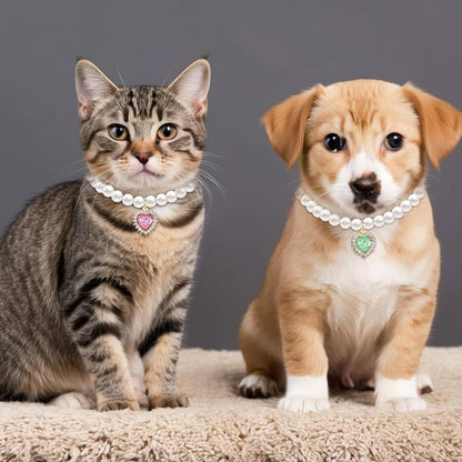 2PCS Kitten Collars Pearl Cat Dog Collar - Image 3