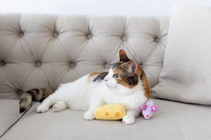 Pearhead Hide and Squeak Teaser Cat Toys, Crinkle and Rope Catnip Mouse and - Image 4