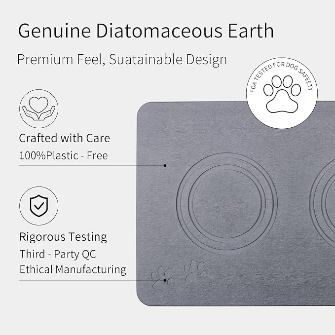 Home Dog Cat Bowl Stone Mat–Natural Diatomite Stone Pet Bowls Mat, Pet Feeding - Image 6