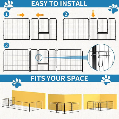 NEWBULIG Dog Playpen 8 Panels 32" Height Foldable Heavy Duty Metal Dog Exercise - Image 2