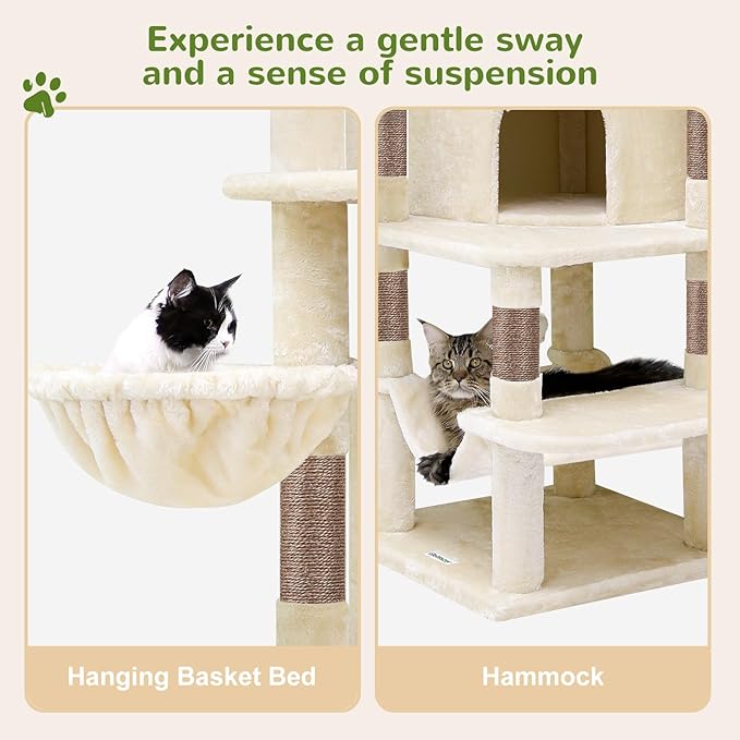 Globlazer Corner Cat Tree for Large Cats, 66inch Tall Curved Series Large Cat - Image 5