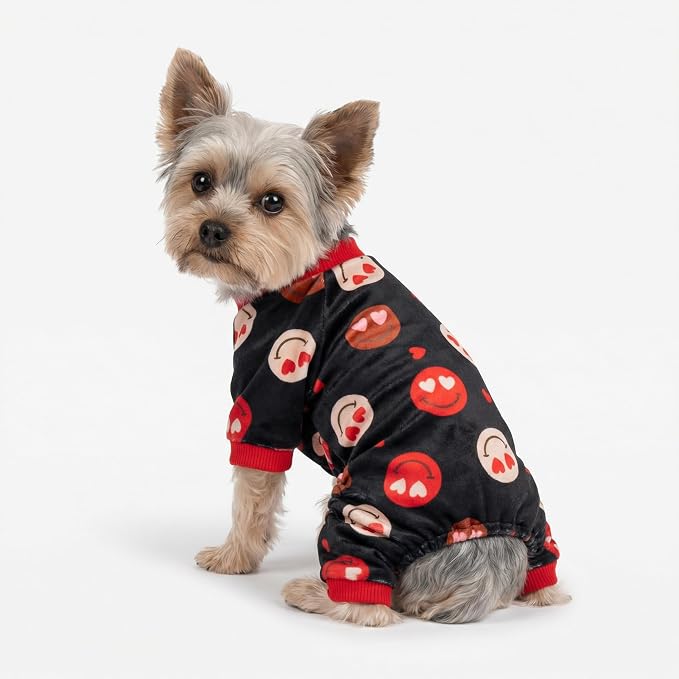 Fitwarm Hearts Eyes Smily Face Dog Pajamas, Cozy Valentines Outfit - Image 2