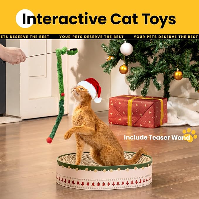 Cat Scratcher Bed, 2 in 1 Oval Cat Scratching Board - Image 2