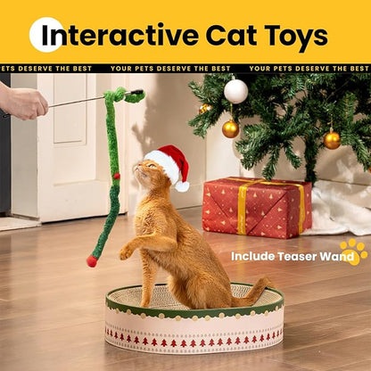 Cat Scratcher Bed, 2 in 1 Oval Cat Scratching Board - Image 2
