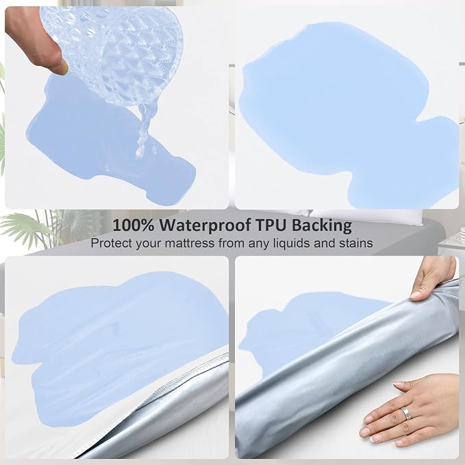 Waterproof Mattress Protector Full, Fitted Sheet Style Breathable Mattress Cover - Image 4