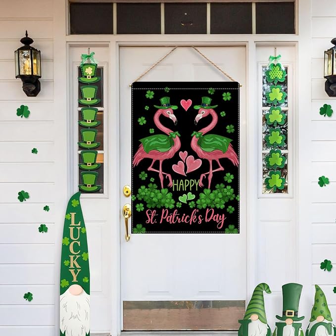 Dyrenson Happy St Patricks Day Flamingo 28 x 40 House Flag Double Sided - Image 5