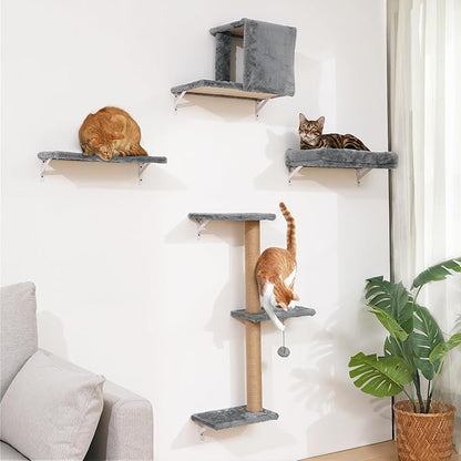 FUKUMARU Cat Wall Shelves, Stable & Safe 4 in 1 Cat Wall Mounted Furniture Set by FUKUMARU