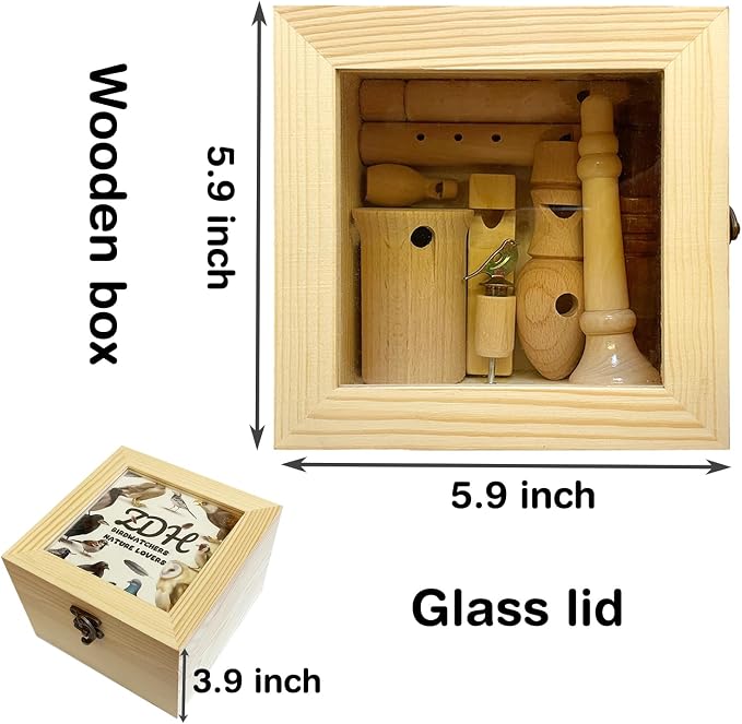 ZDH 9-Piece Wooden Bird Call Set – Handcrafted Bird-Call in Acrylic Wooden Box - Image 2