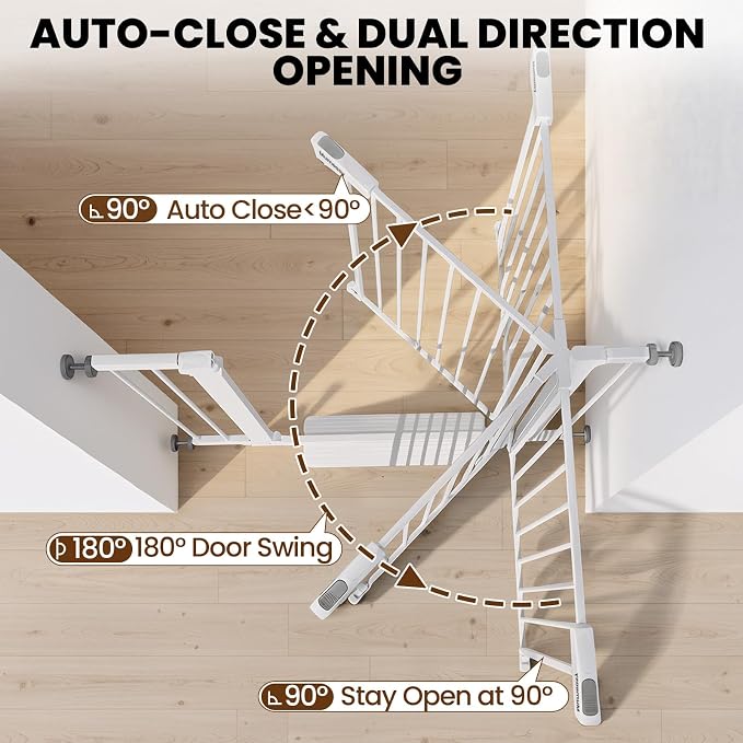Baby Gate for Stairs, 29.7-40.6" Pressure Mounted Dog Gate, Auto Close Safety - Image 7