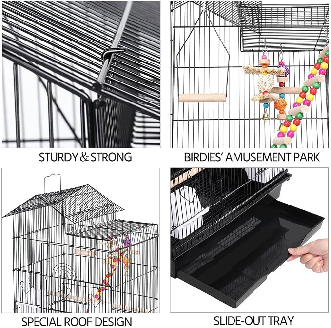 Yaheetech 39-inch Roof Top Large Flight Parrot Bird Cage - Image 5