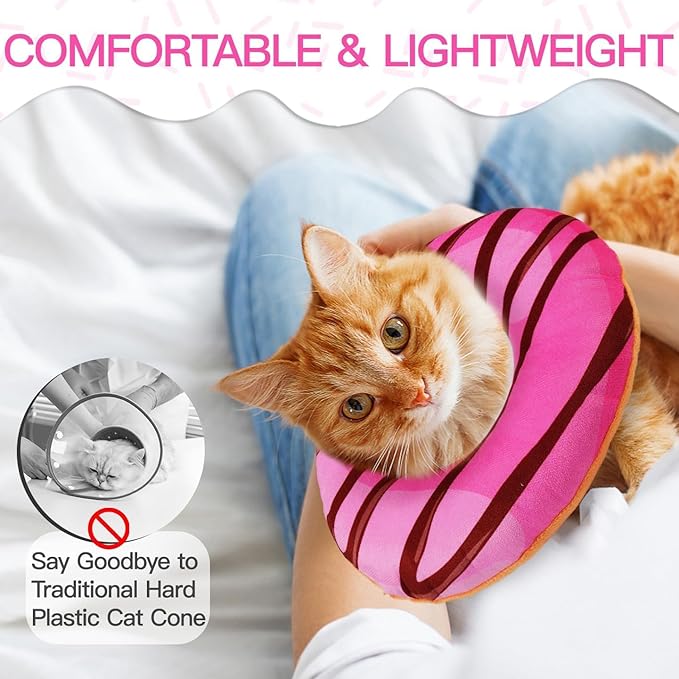 Cat Cone Collar Soft, Cute Cat Donut Collar After Surgery, Adjustable Kitten - Image 4