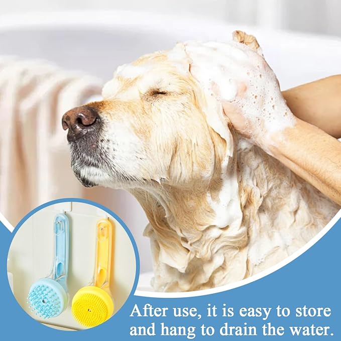 Dog Bath Brush, 2 in 1 Pet Bath Brush Soft Dog Scrubber - Image 3