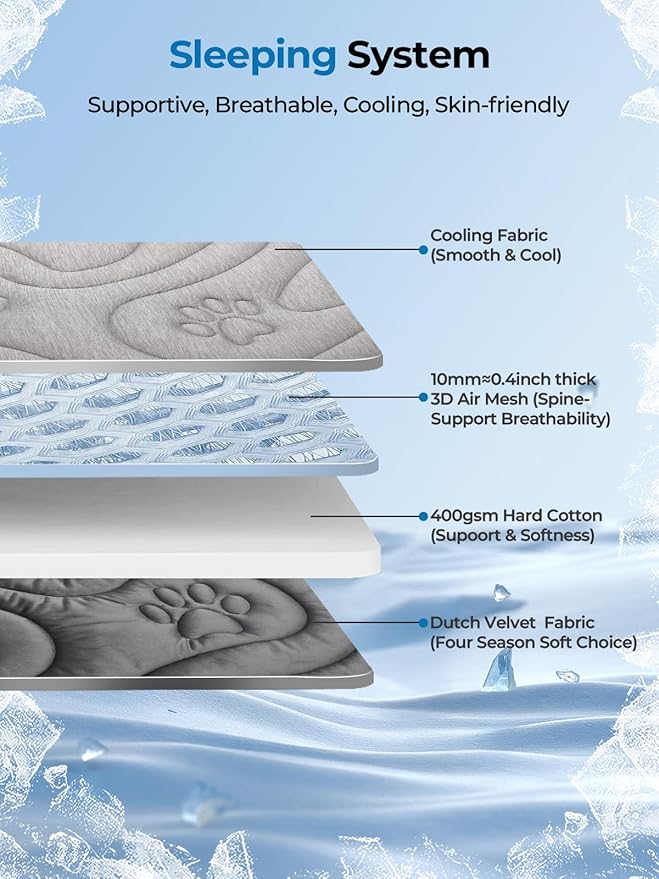 Dog Cooling Mat, Reversible Cool & Warm Pet Orthopedic Pad, Thick Mat - Image 6