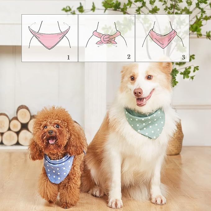 4PCS Spring Dog Bandanas Cat Birthday Cute Soft Cotton Puppy Scarfs Washable - Image 3