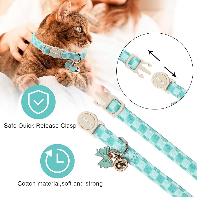 2 Pack Green Flower Cat Collars Breakaway - Image 3