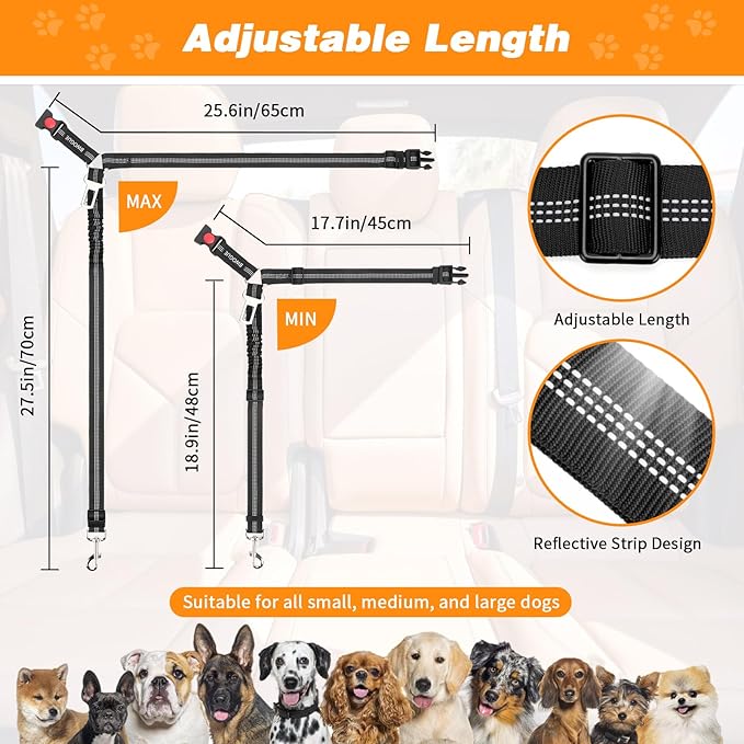 BWOGUE Pet Dog Cat Seat Belt Reflective Car Dog Headrest Restraint Leash - Image 2
