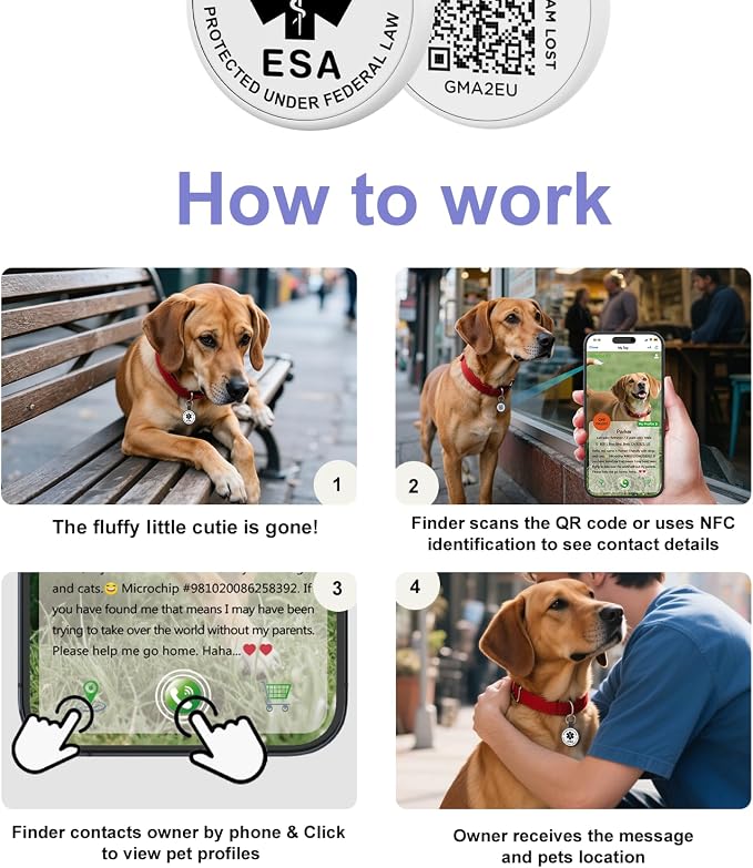 ESA Dog Tag, QR Code Dog Tag, Modifiable Free Pet Online Profile, Scannable QR - Image 5