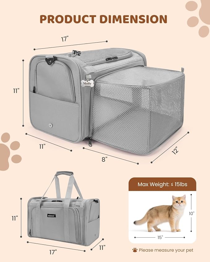 MIDOG Cat Carrier Soft for Small to Medium-Sized Cats, TSA Airline Approved - Image 8