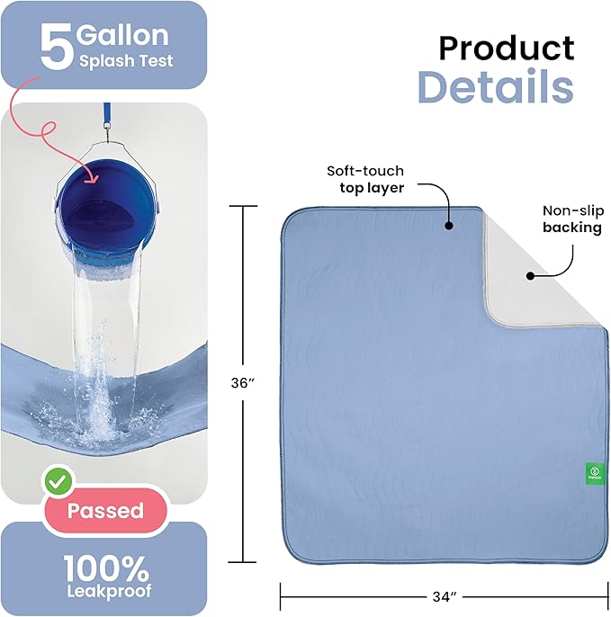 IMPROVIA® Washable Underpads, Heavy Absorbency Reusable Incontinence Pads - Image 3
