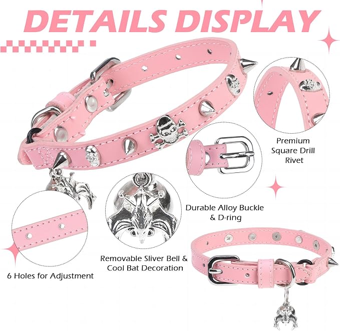 EXPAWLORER Cat Collar for Girl Boy Cats- Adjustable Leather Pet Collar - Image 3