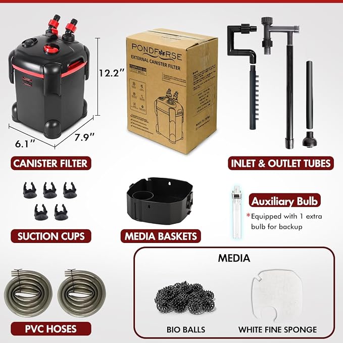 172GPH Canister Filter, External Aquarium Filter Ultra-Quiet Water Circulation - Image 6