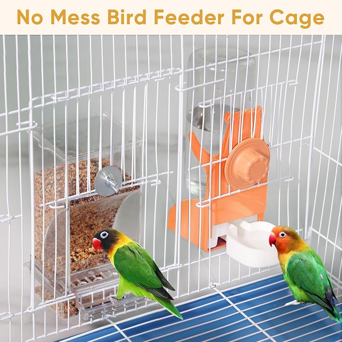 No Mess Bird Feeder for Cage, Automatic Drinker for Parakeet, Canary & Budgies - Image 2