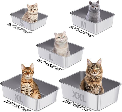 Stainless Steel Cat Litter Box, 23.6"x15.8"x8" XXL Stainless Steel Litter Box 8 - Image 6