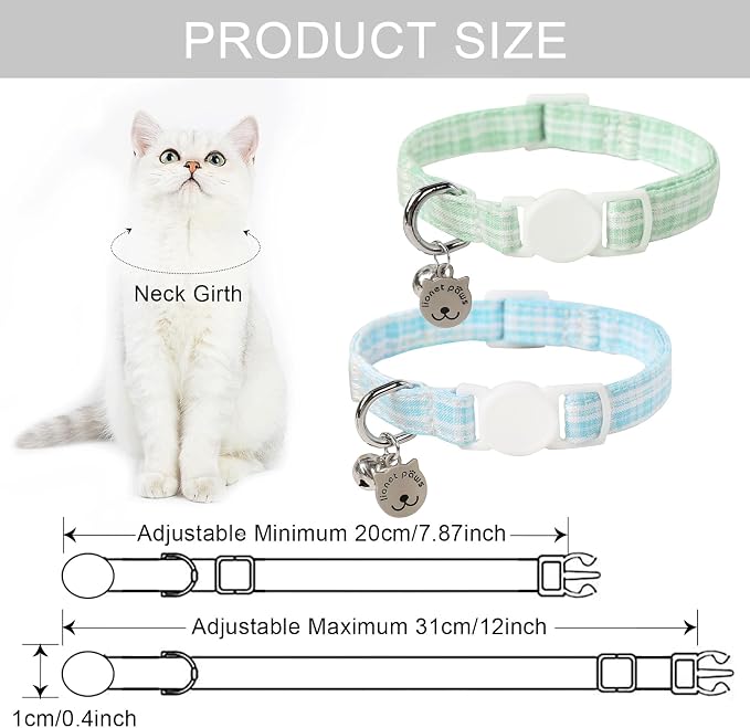Lionet Paws 2pcs Pack Cotton Cat Collar, Breakaway Buckle - Image 5