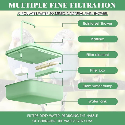 Pacify Automatic Bird Bath for Cage, Hanging Bird Shower - Image 2