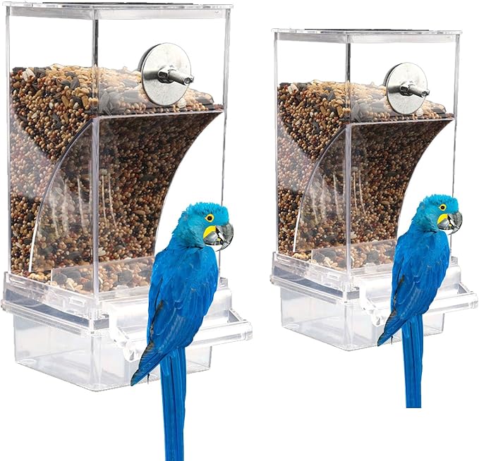 No Mess Bird Feeder for Cage, Automatic No-Spill Transparent Parrot Feeder - Image 7