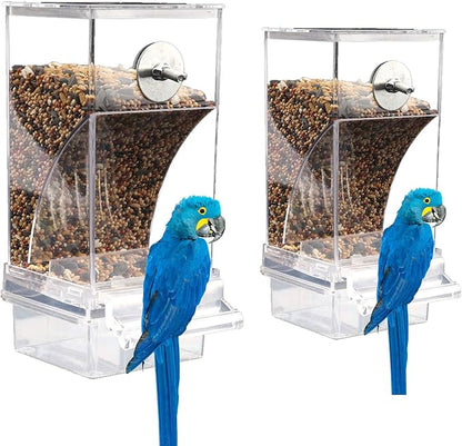 No Mess Bird Feeder for Cage, Automatic No-Spill Transparent Parrot Feeder - Image 7