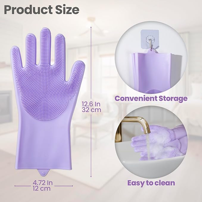 DELOMO Pet Grooming Gloves 1 Pair: Soft and Gentle Silicone Dog Washing Gloves - Image 6
