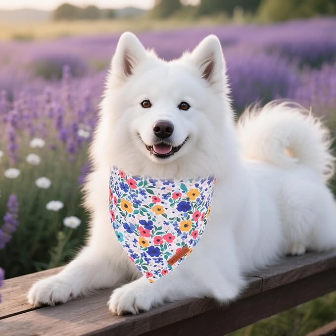 ADOGGYGO Floral Dog Bandanas 2 Pack, Reversible Cute Flower Scarf, Premium - Image 3
