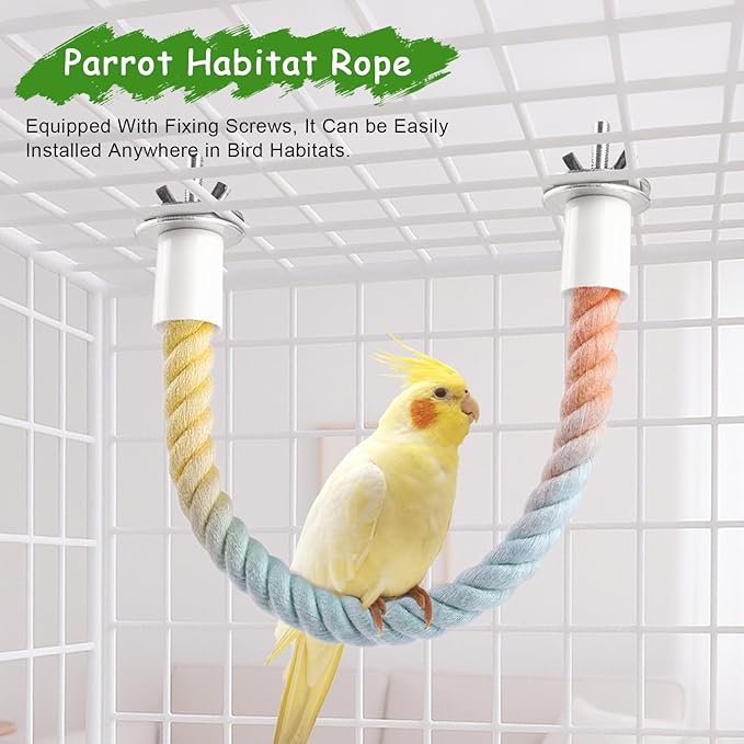 3 Pcs Bird Rope Perches Gradient Color, Bendable Parrot Bird Perch Rope Stand - Image 3