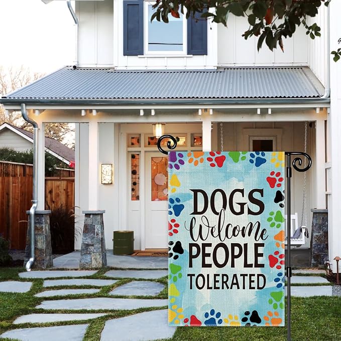 Dogs Welcome People Tolerated Garden Flag, Pet Lover Yard And Porch Flag - Image 5