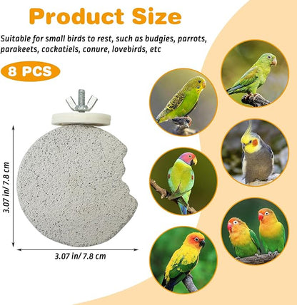 PINVNBY 8 PCS Bird Perch Parrot Beak Grinding Stone Calcium Mineral Parrot - Image 2