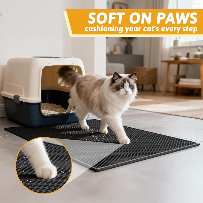 Pieviev Cat Litter Mat Double Layer Waterproof Urine Proof Trapping Mat 1 Pack) - Image 4