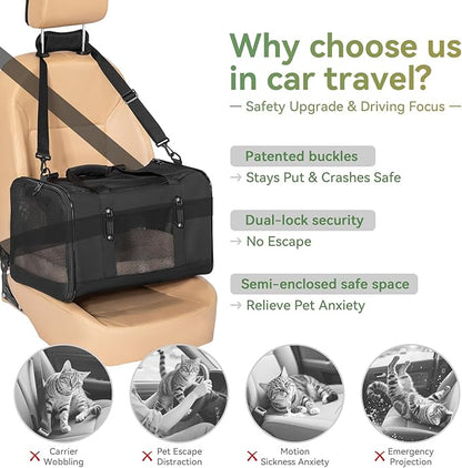 Petsfit 19x12x12 Pet Carrier for Large Cats, Soft-Sided Small Dog Travel Carrier - Image 2