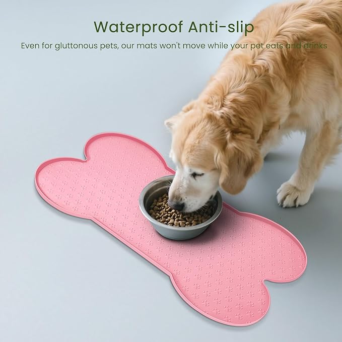 Dog Food Mat Anti-Slip Silicone Dog Bowl Mat Thicker Pet Placemat Waterproof - Image 3