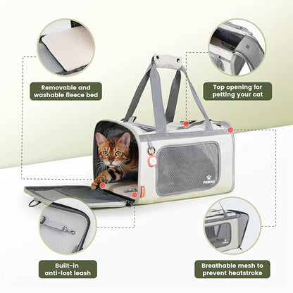 Pawaii Cat Carrier with ID Tag, TSA Airline Approved Soft Sided Collapsible Pet - Image 6