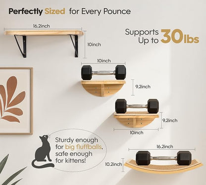 Wood Cat Wall Bed with Sisal Mat – Curved Cats Shelf - Image 5