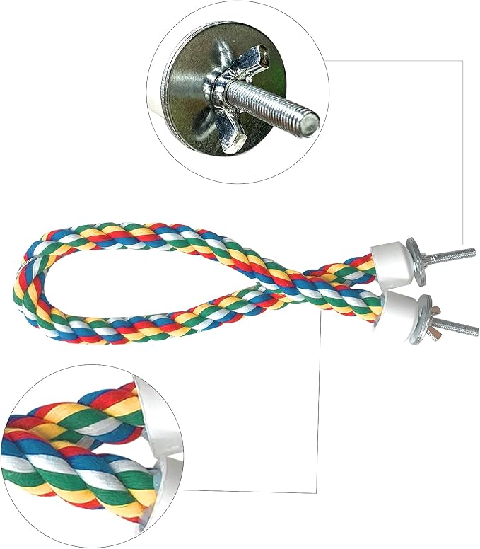 2PCS Bird Rope Perches, Colorful Cotton Parrot Toys Comfy Perch - Image 3