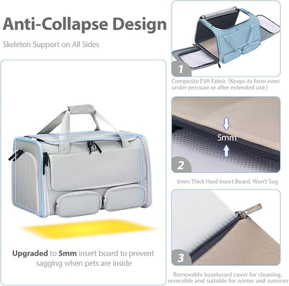 Cat, Dog Carrier for Pets up to 15 lbs, Soft-Sided Collapsible Pet Carrier - Image 2