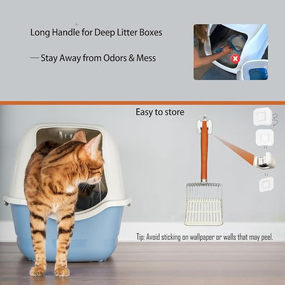 Designed for Deep Litter Boxes, Long Handle Metal Cat Litter Scoop - Image 6