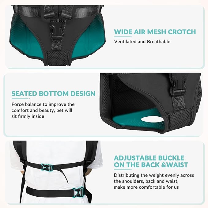 Lukovee Dog Backpack Carrier, Legs Out Easy-fit Dog Front Carrier - Image 5
