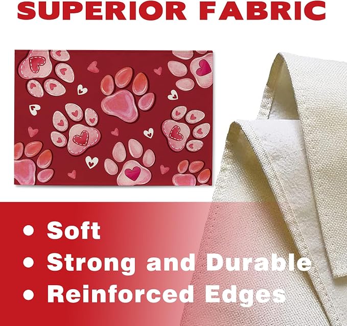 Valentines Day Dog Cat Paw Prints Placemats Set of 4, Anniversary Wedding Home - Image 3