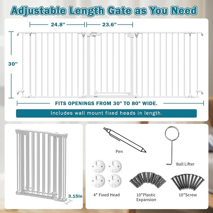 Mumeasy 80" Extra Wide Baby Gate - Image 2